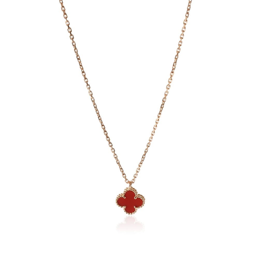 Van Cleef & Arpels Sweet Alhambra Carnelian Pendant in 18K Rose Gold